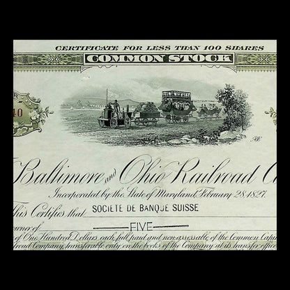 Baltimore & Ohio (B&O) Railroad Company Stock Certificate from 1950s/60s