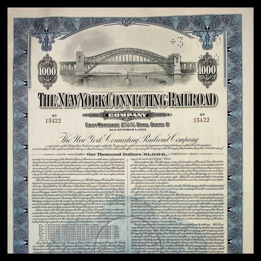 New York Connecting Railroad Company (NYC's Hell Gate Bridge) Bond from 1945