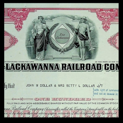 Erie Lackawanna Railroad Company Stock Certificate from 1960s