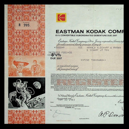 Eastman Kodak Company Bond Certificate 1980 (with astronaut filming)