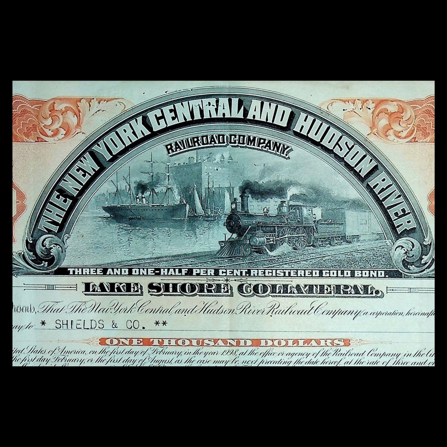 Large New York Central and Hudson River Railroad Company Bonds from 1950s (6 color options)