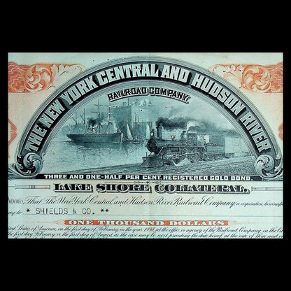 Large New York Central and Hudson River Railroad Company Bonds from 1950s (6 color options)