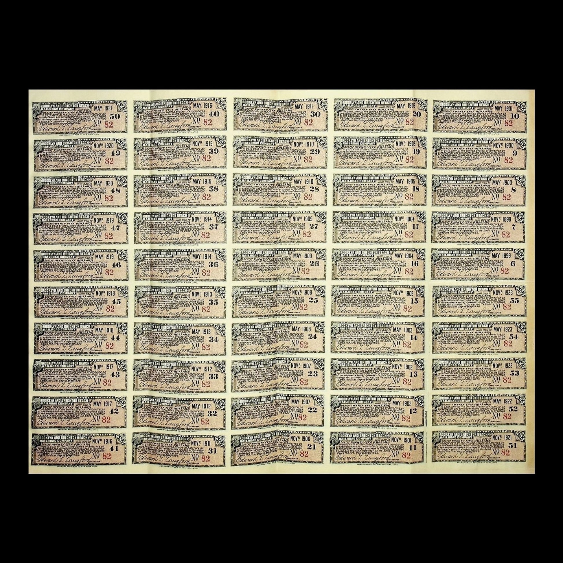 Brooklyn and Brighton Beach Railroad Company Bond 1896