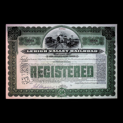 Lehigh Valley Railway (Route of the Black Diamond) Company Gold Bond Certificates from 1940s