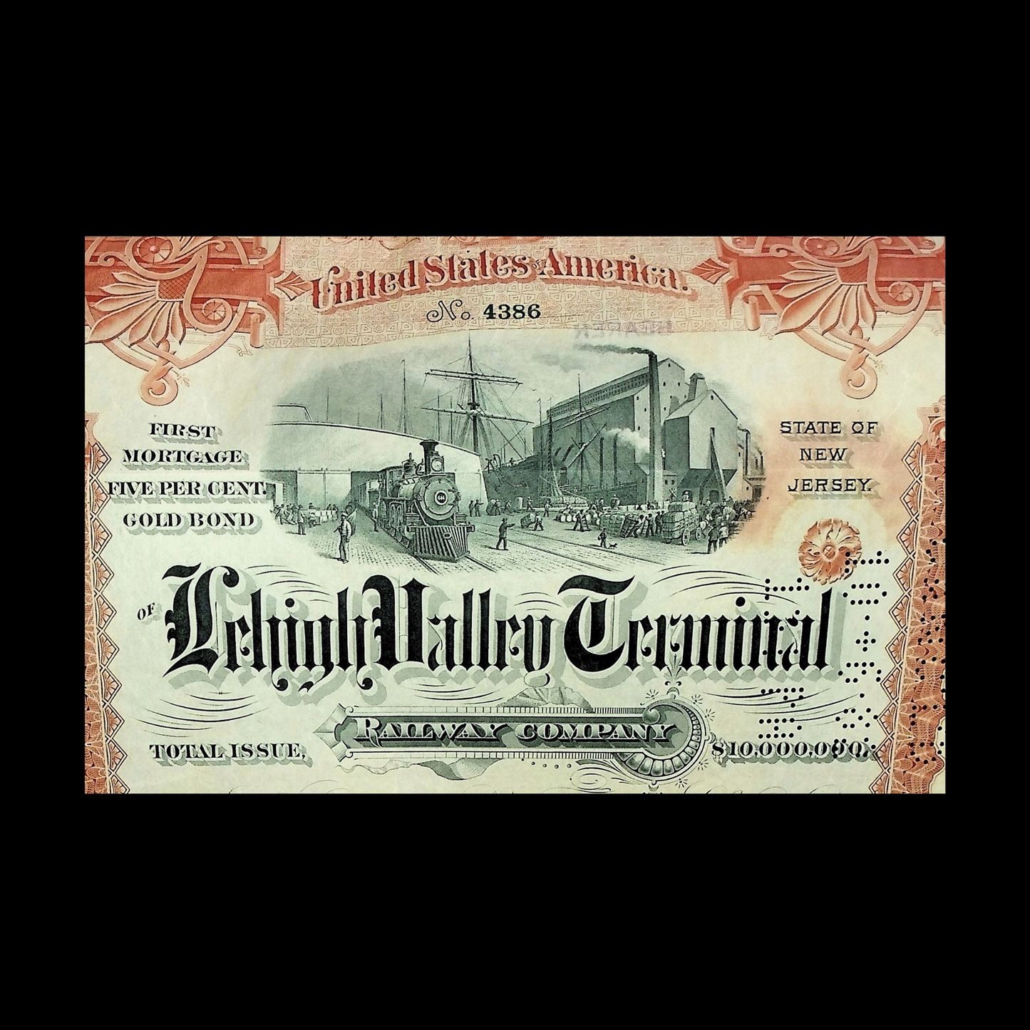 The Lehigh Valley Terminal Railway Company Bond Certificate from 1892