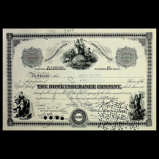 Home Insurance Company Stock Certificate – 1932 New York