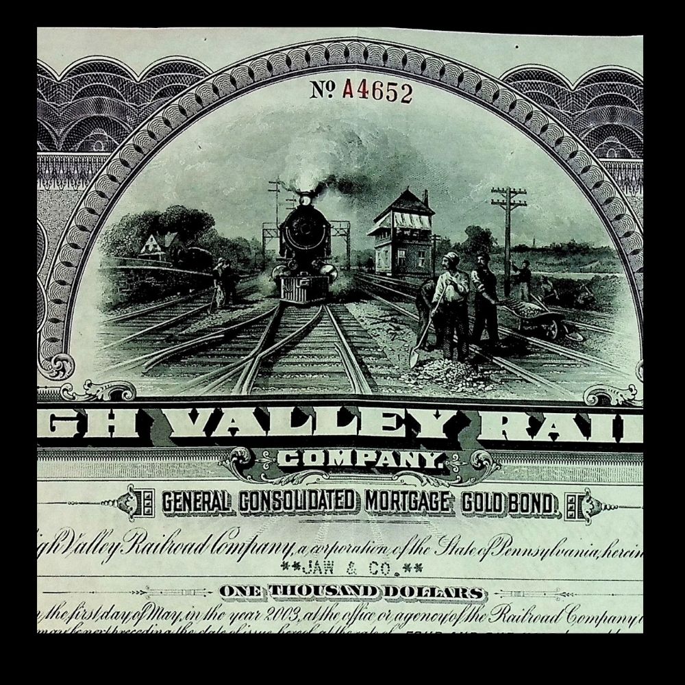 Lehigh Valley Railway (Route of the Black Diamond) Company Gold Bond Certificates from 1940s
