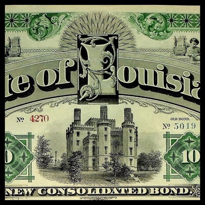 State of Louisiana Bond Certificate from 1892 Signed By Mayor Murphy J. Foster