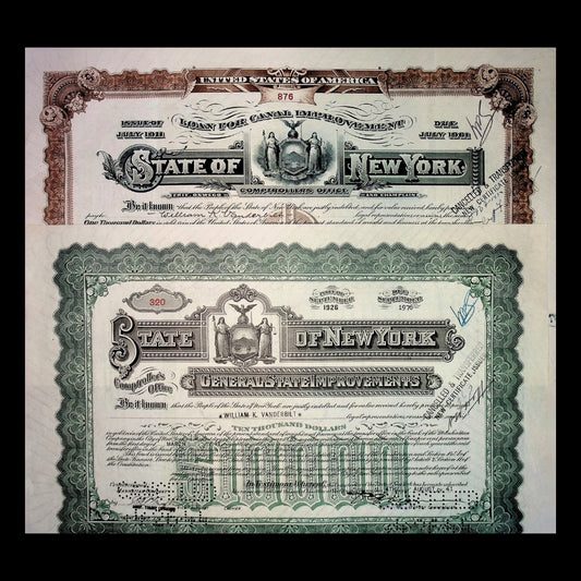 State of New York Bond Combo Pack (issued to William K. Vanderbilt) – New York, 1941
