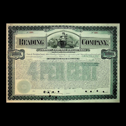 Reading Company Gold Bond Certificate from 1930s