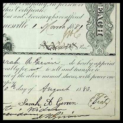 Central Ohio Rail Road Company Stock Certificate from 1881