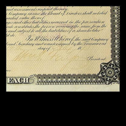 American Express Company Stock Certificate from 1875 — Signed by William G Fargo