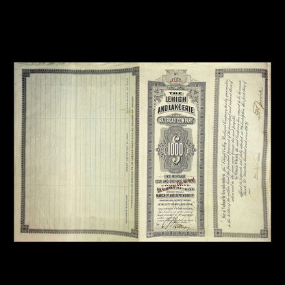 The Lehigh and Lake Erie Railroad Company Gold Bond from 1907