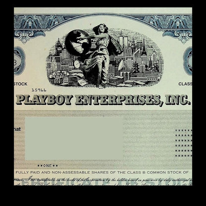 Playboy Stock Certificate from 2010 Twin Towers with Hugh Hefner Printed Signature