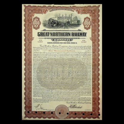 The Great Northern Railway Company Gold Bond from 1926