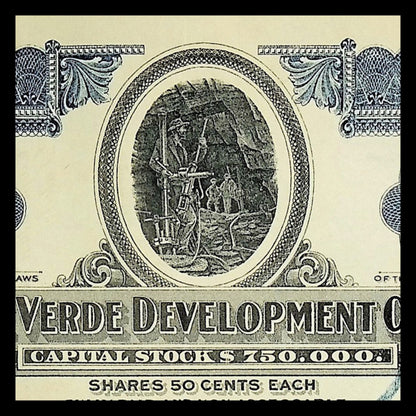 Jerome Verde (Arizona) Development Company Stock Certificate from 1920s