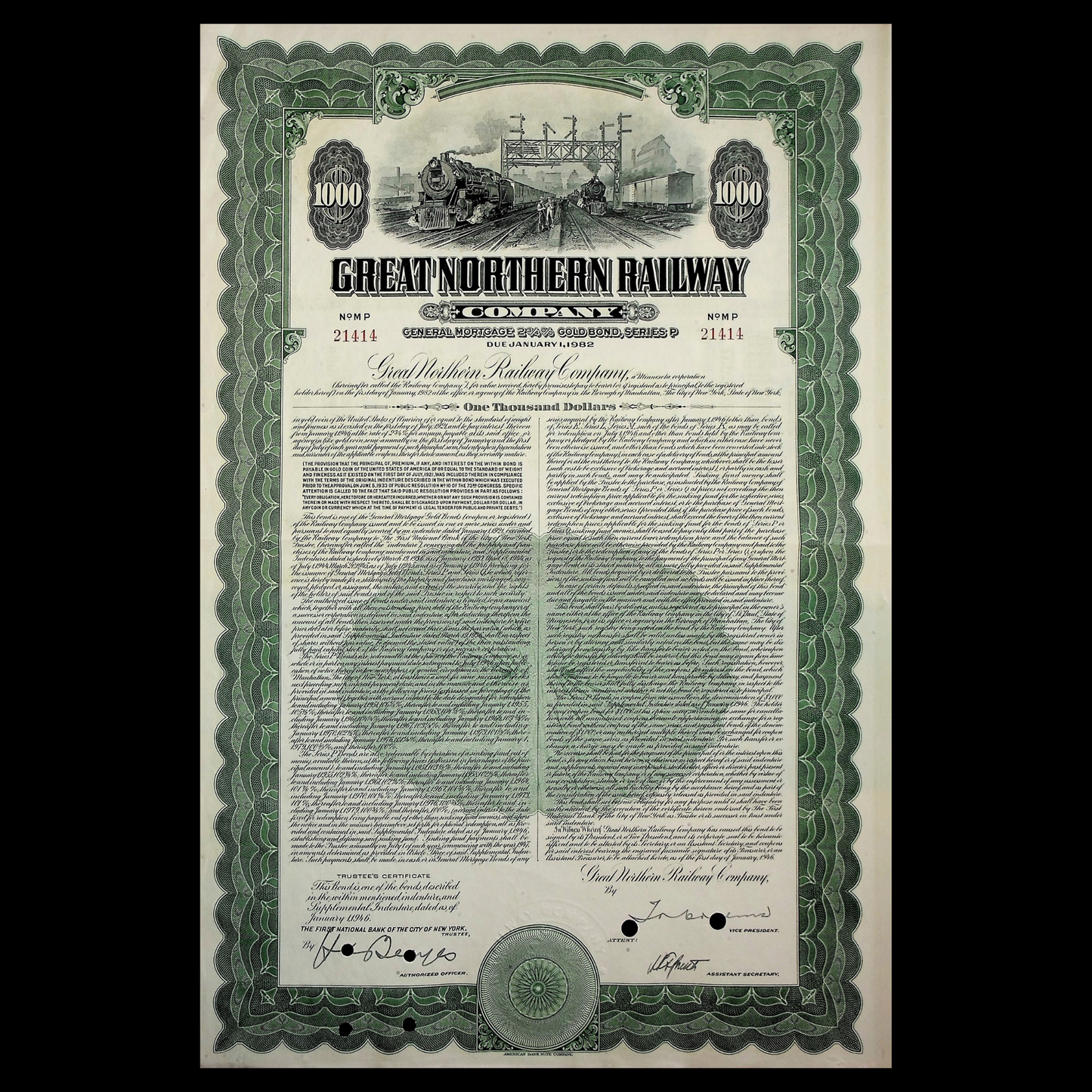 The Great Northern Railway Company Gold Bond from 1926