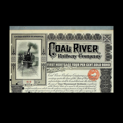 Coal River Railway Company (West Virginia) Gold Bond from 1905