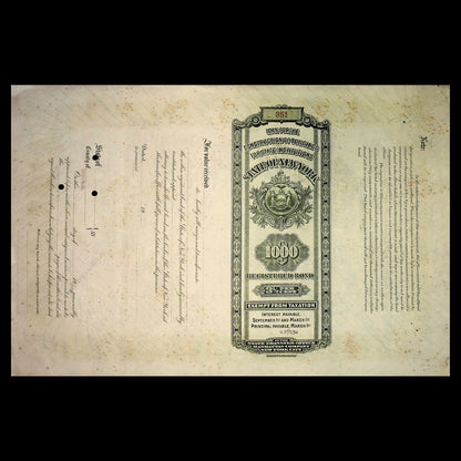 State of New York Bond issued to Harold S. Vanderbilt from 1921 - 1940s (Green)