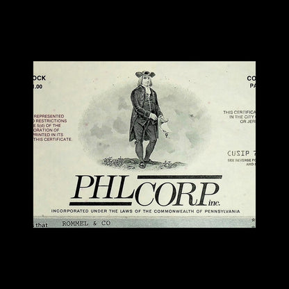 PHL Corp Inc，1990 年股票证书