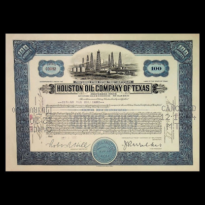 Houston Oil Company of Texas Stock Certificate from 1930s