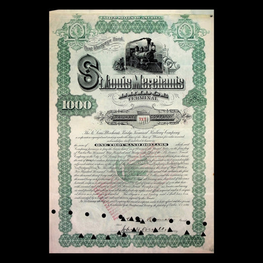 St. Louis Merchants Bridge Terminal Railway Company Bond from 1890