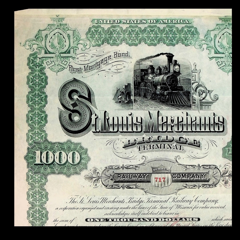 St. Louis Merchants Bridge Terminal Railway Company Bond from 1890