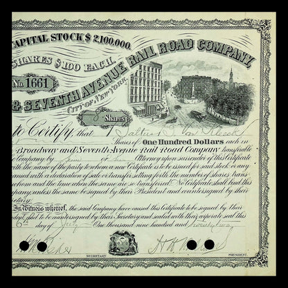 Broadway & Seventh Avenue (NYC) Rail Road Company Stock from 1922