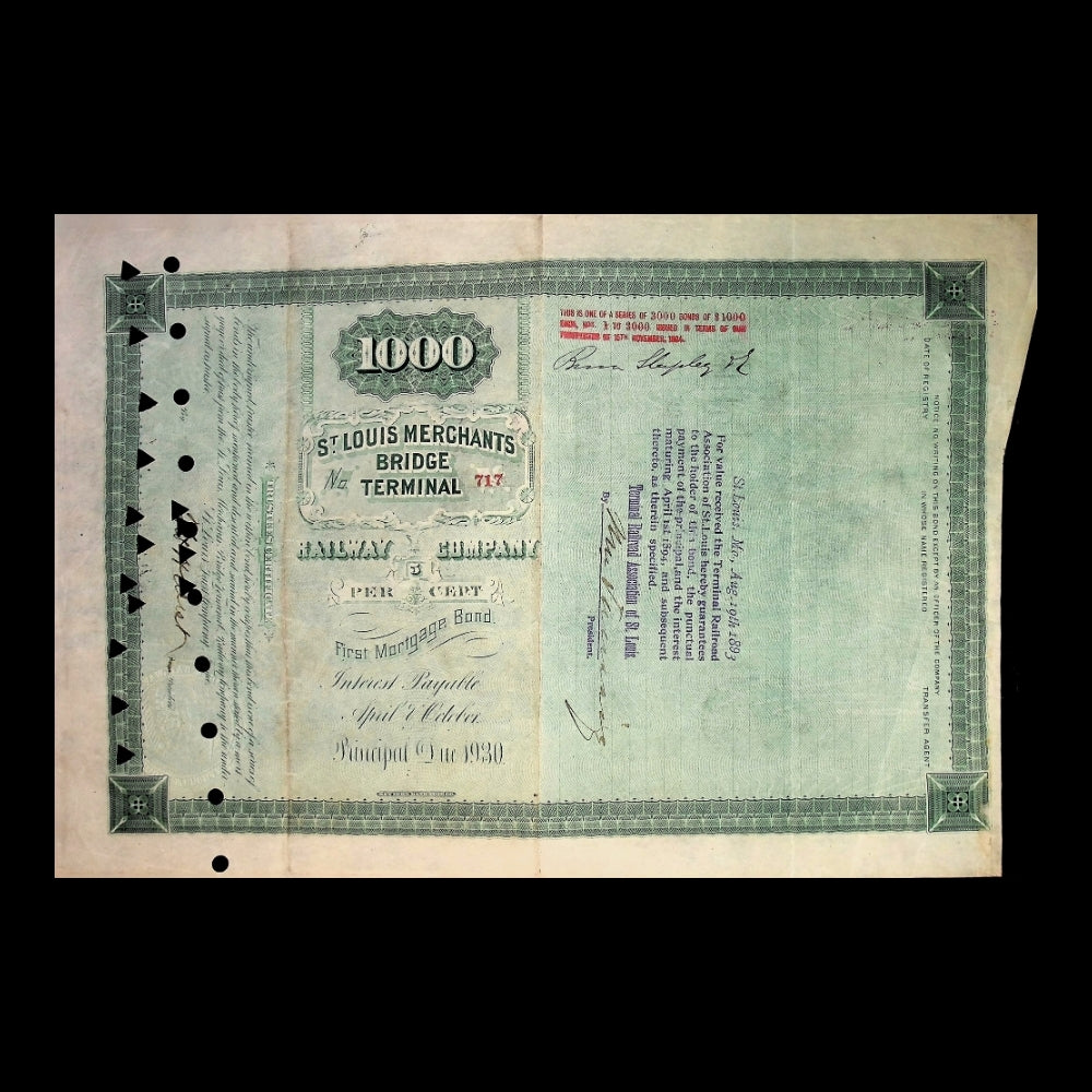 St. Louis Merchants Bridge Terminal Railway Company Bond from 1890