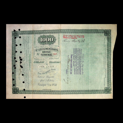 St. Louis Merchants Bridge Terminal Railway Company Bond from 1890