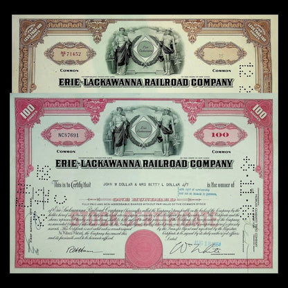 Erie Lackawanna Railroad Company Stock Certificate from 1960s
