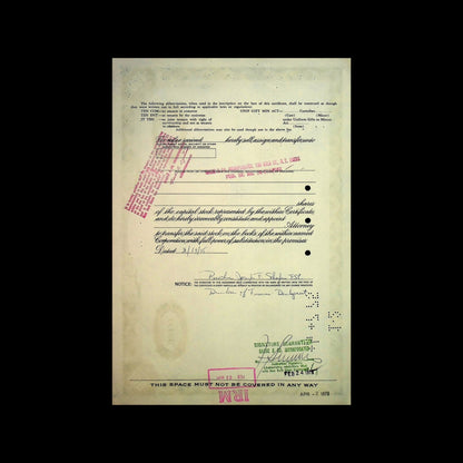 Columbia Technical Corporation Stock Certificate from 1970s