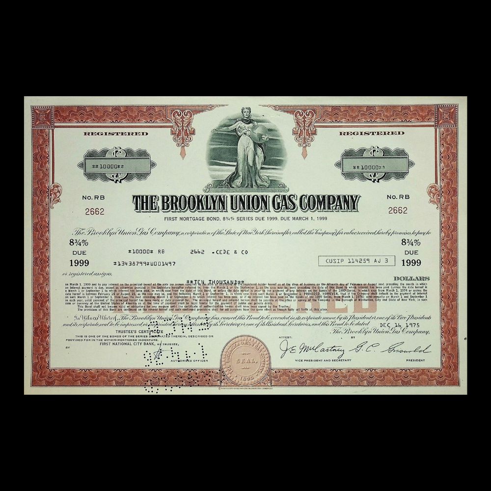Brooklyn Union Gas Company now NationalGrid NYC Bond Certificates from 1970s