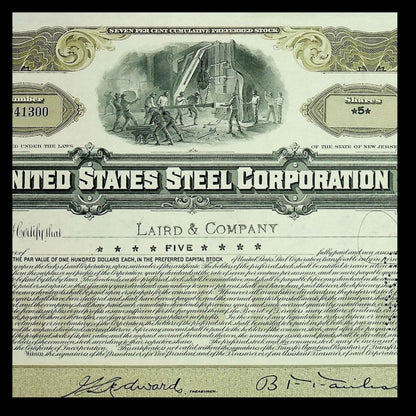 20 世纪 40 年代美国钢铁公司股票证书