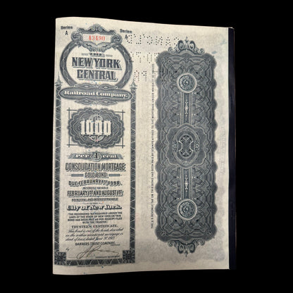 New York Central Railroad Company Bond (with coupons) from 1913