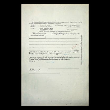 The Second National Bank of New Haven Stock Certificate from 1960s