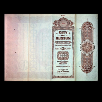 City of Boston Rapid Transit Specimen Bond Certificate 1920s