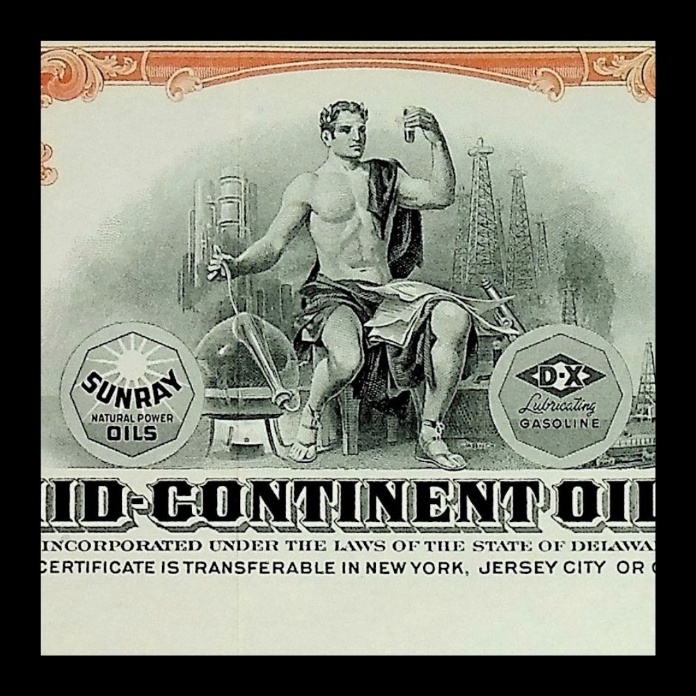 Sunray Mid-Continent Oil Company Stock Certificate from 1950s