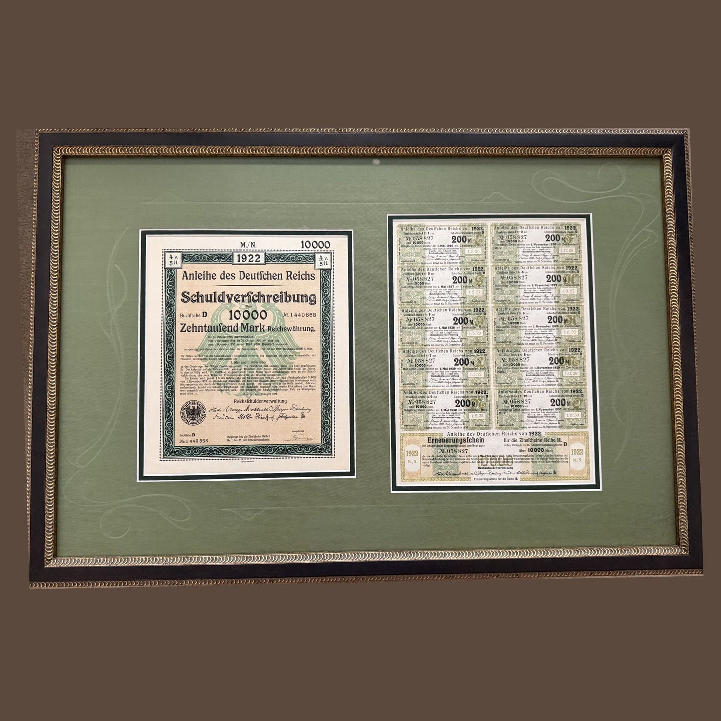 Expert Custom Framing for Stocks, Bonds and Paper Money