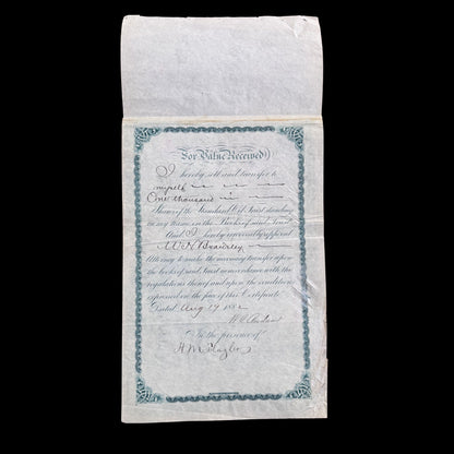 Standard Oil Trust Stock Certificate signed by John D Rockefeller and Henry Flagler from 1882