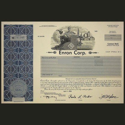 Enron Corp Stock Certificate from 2000s era (Rare & original)