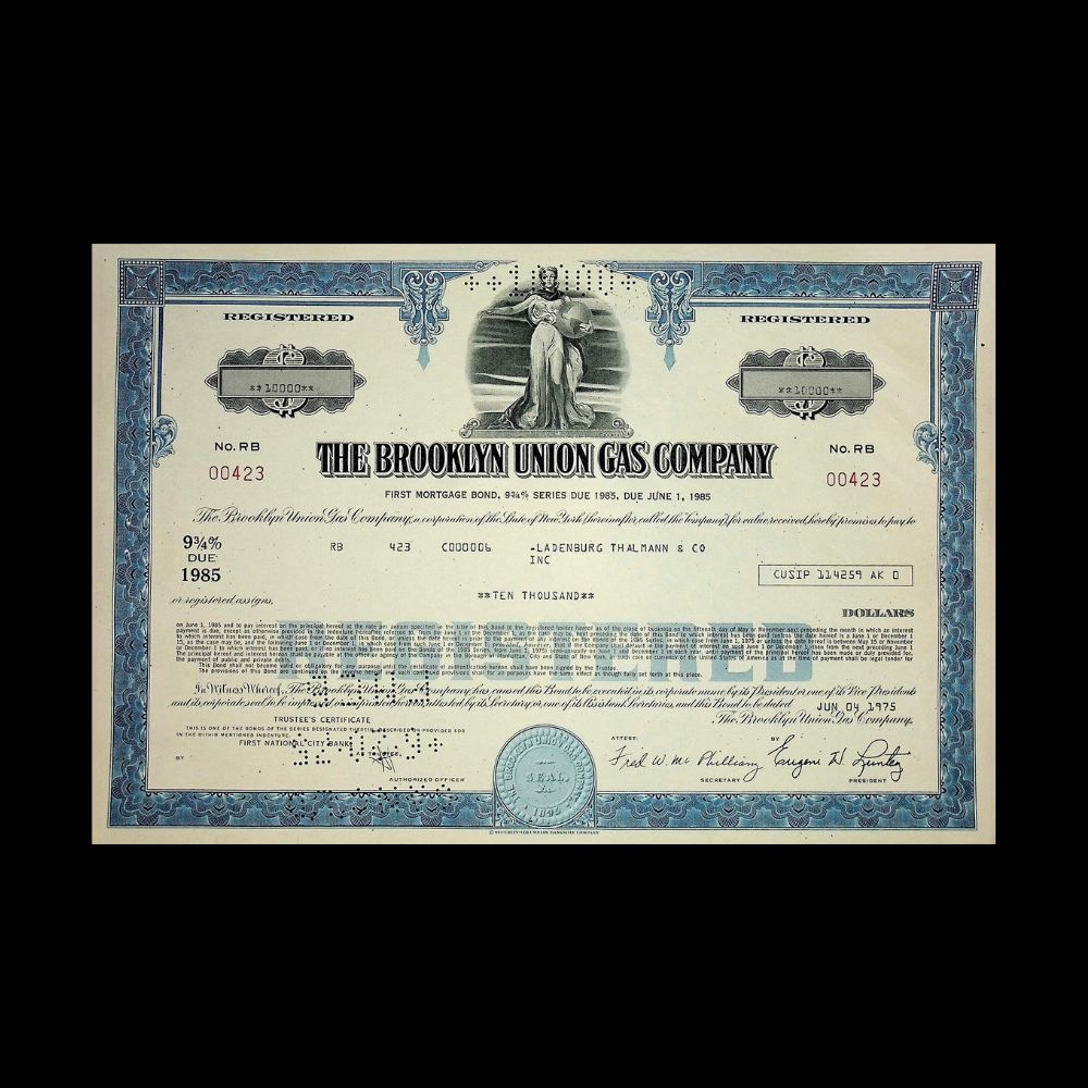 Brooklyn Union Gas Company now NationalGrid NYC Bond Certificates from 1970s
