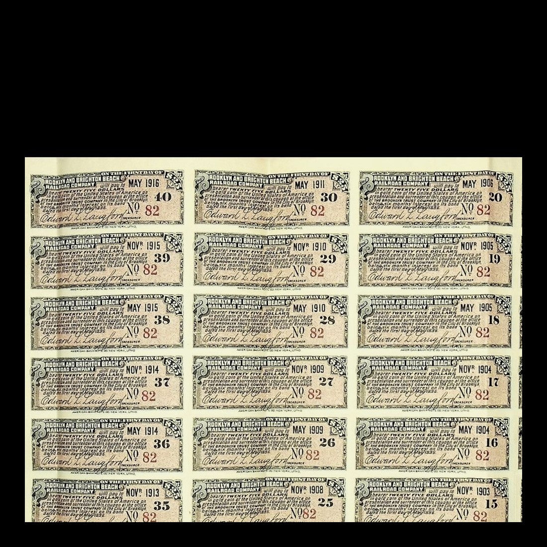 Brooklyn and Brighton Beach Railroad Company Bond 1896