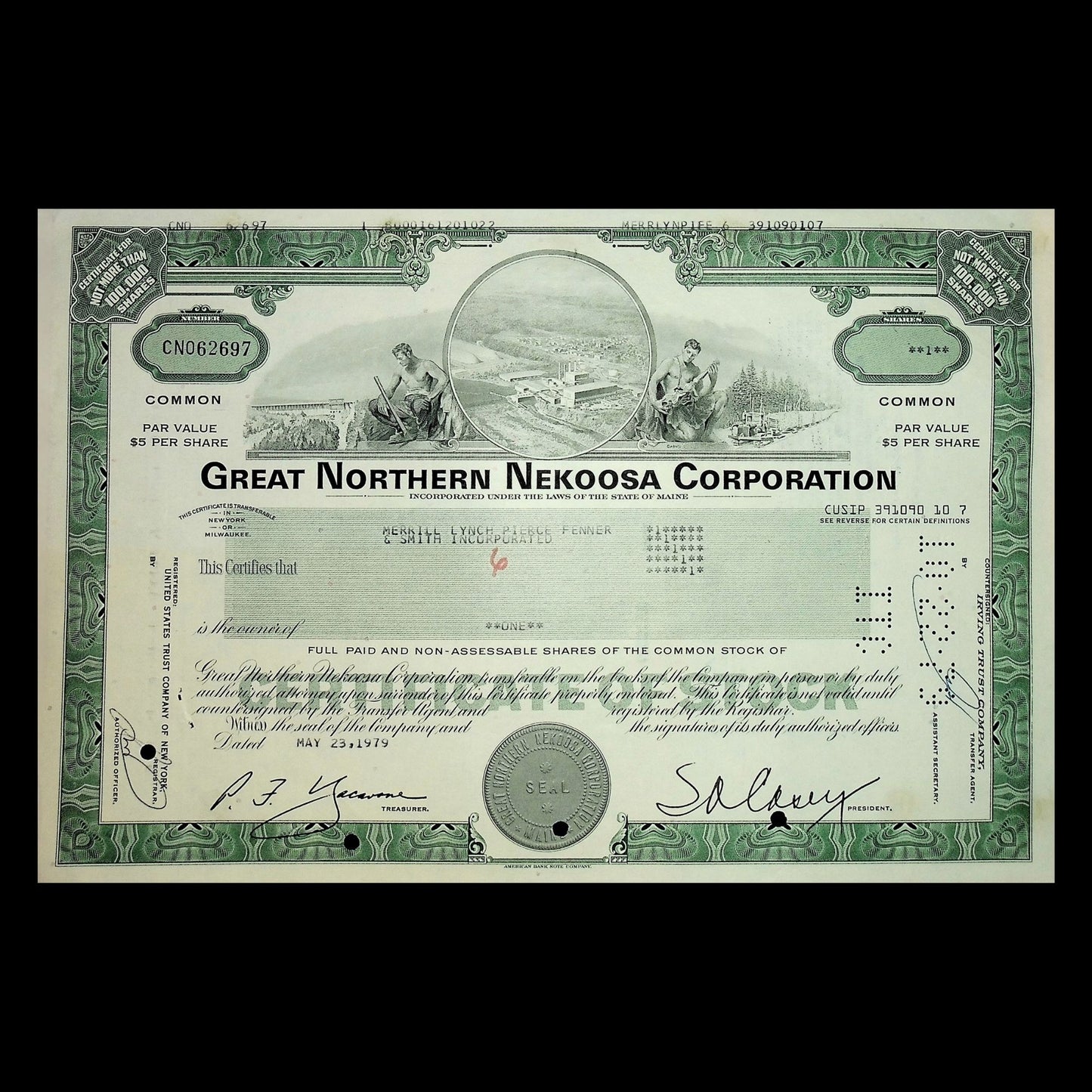 Great Northern Nekoosa (now Georgia-Pacific) Corporation Stock Certificate