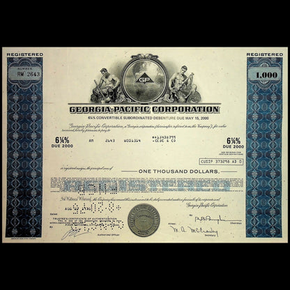 Georgia Pacific Bond Certificate from 1975