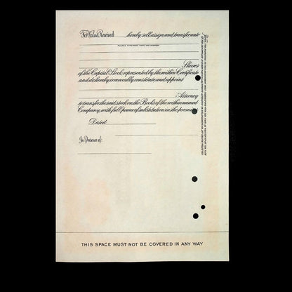 Clinton Trust Company (now Wells Fargo) Unissued Stock Certificate