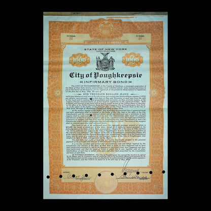 City of Poughkeepsie New York Bond from 1920 -1930s