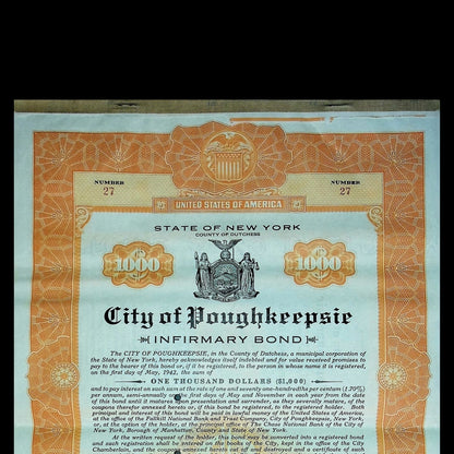 City of Poughkeepsie New York Bond from 1920 -1930s