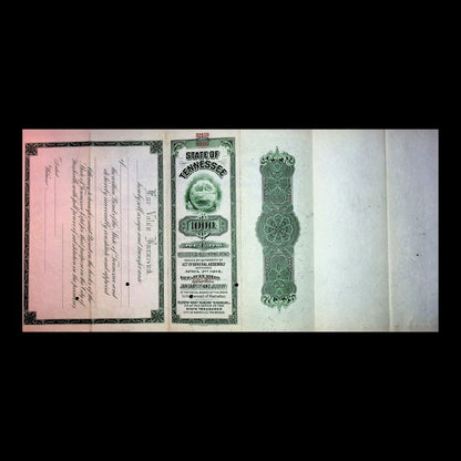 State of Tennessee Specimen Bond Certificate 1940s with State Capitol Building