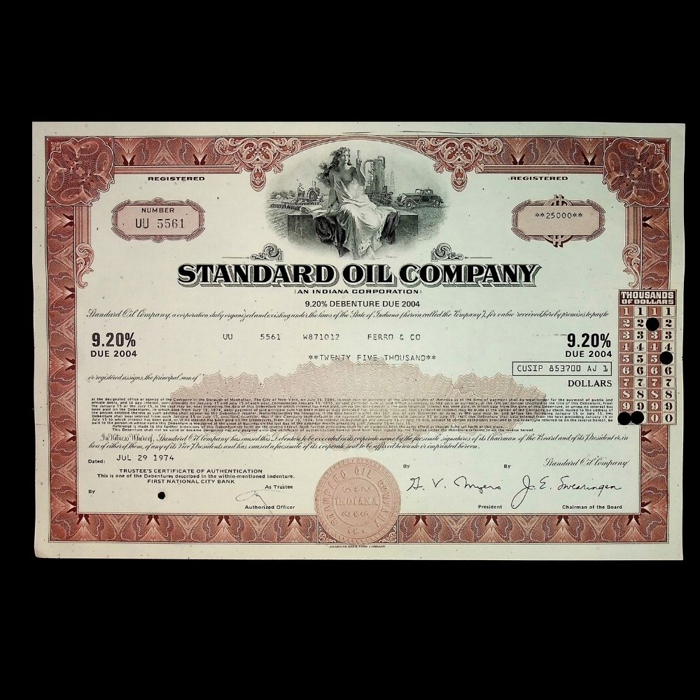 The Standard Oil Company (Indiana) Bond Certificate from 1970s